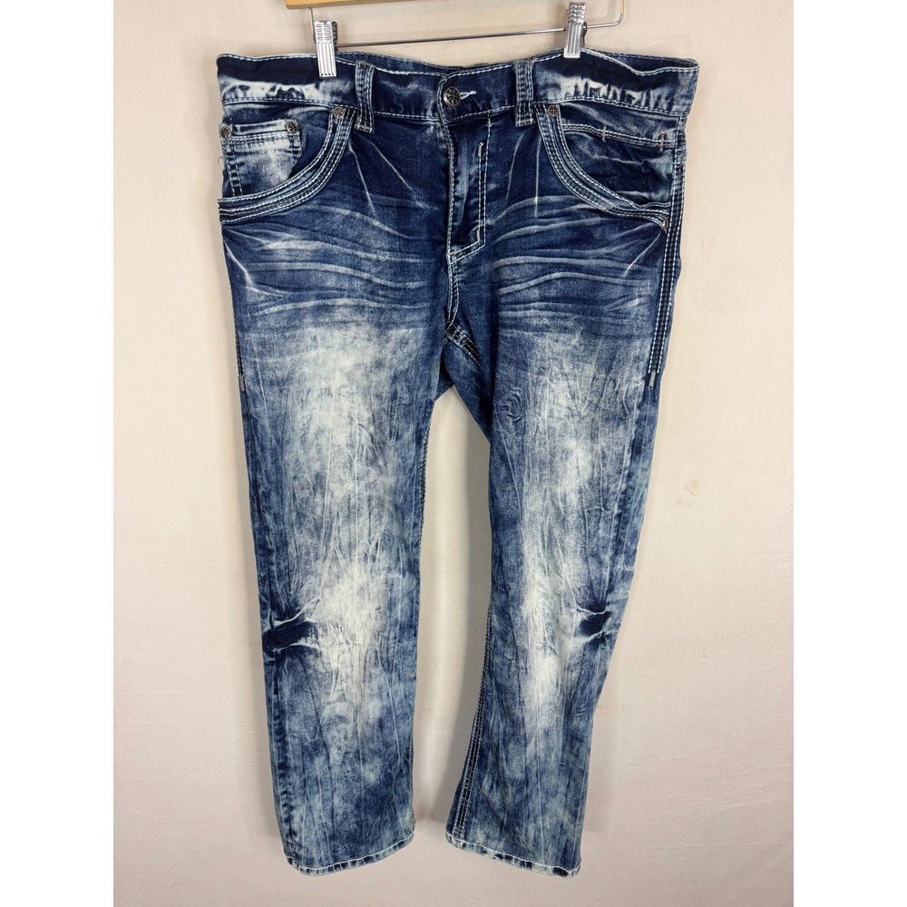 Affliction Ace Premium Mens Distressed Acid Wash Straight Leg Jeans 36x32